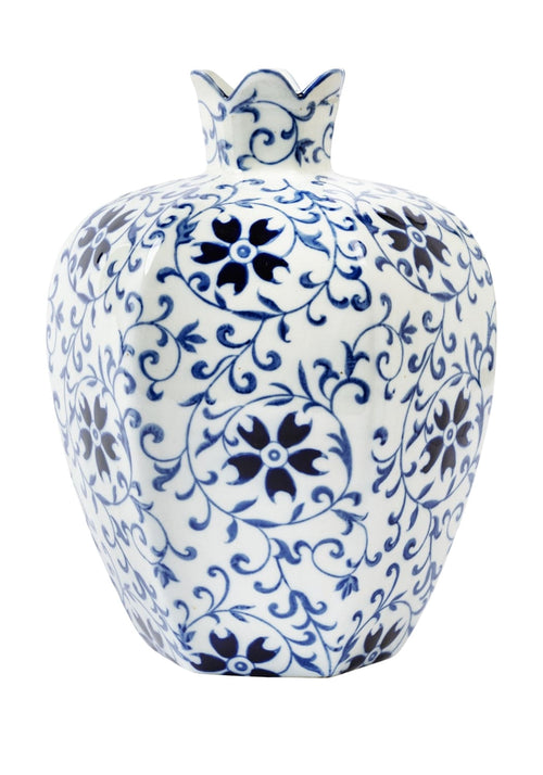 Alice Modern Chinese Rounded Porcelain Blossom Delft Vase