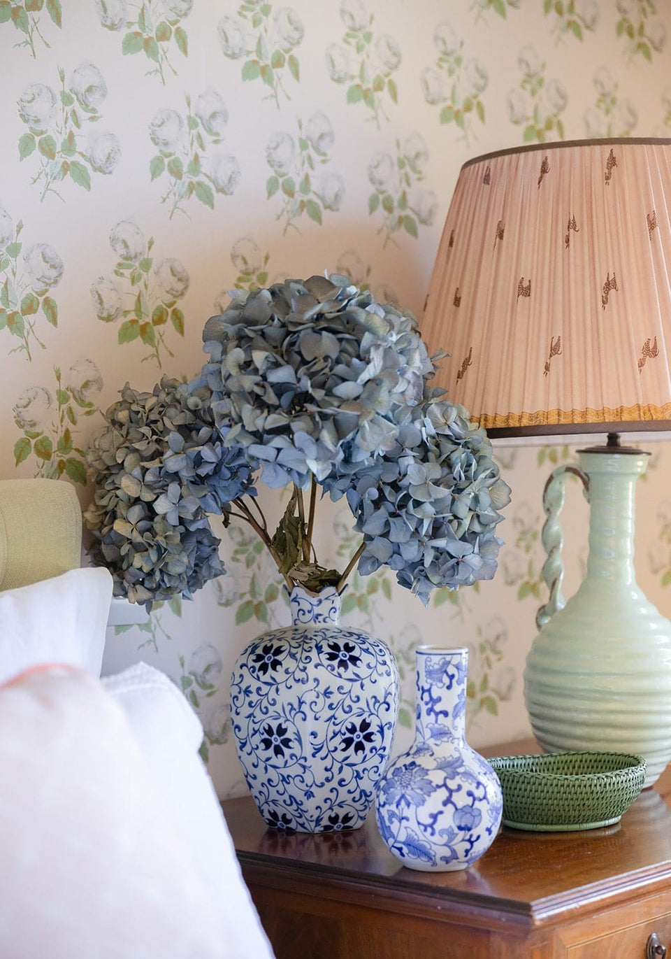 Alice Modern Chinese Rounded Porcelain Blossom Delft Vase - Casa by Josephine Jenno