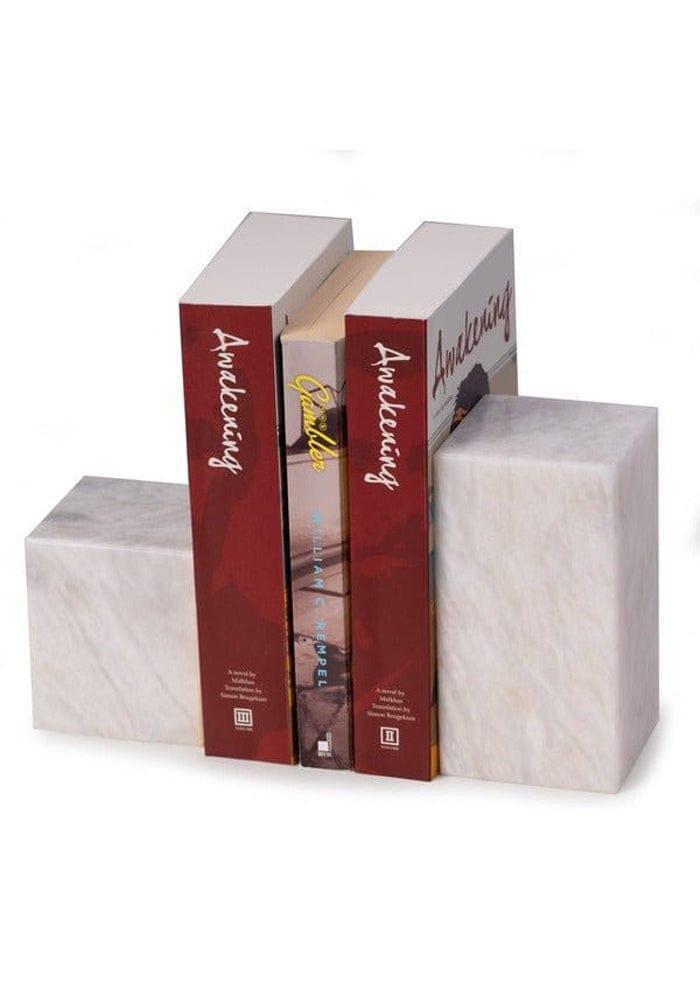 White Marble Cube Design Bookends