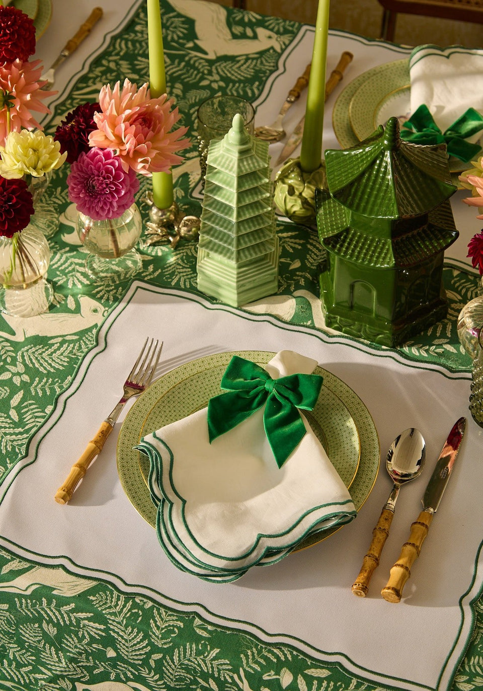 Forest Green Velvet Bow Collection