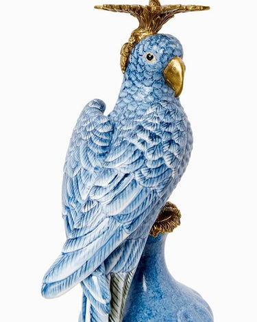 Enamelled Pretty Polly Parrot Candlestick - Left