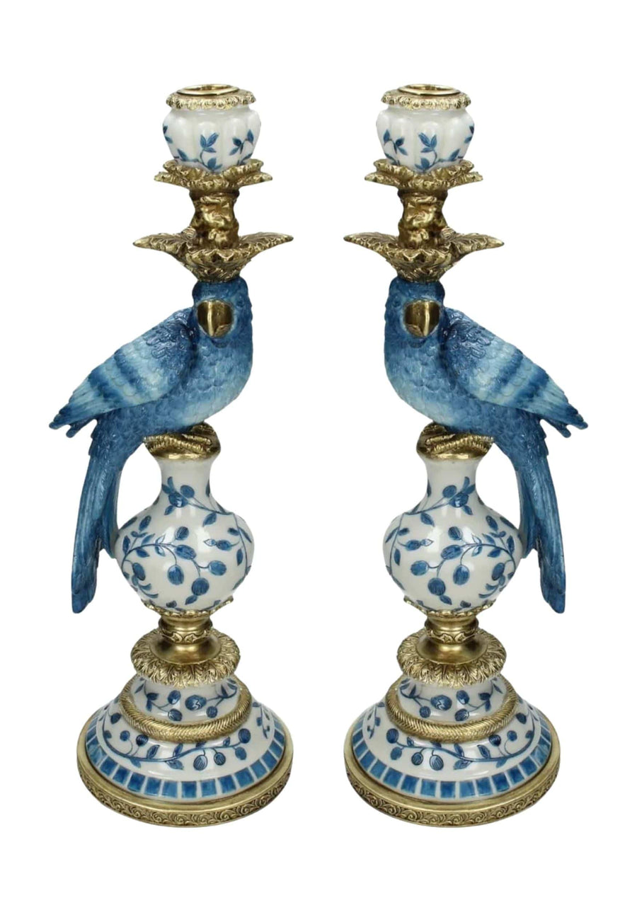 Blue Parrot Candle Holder