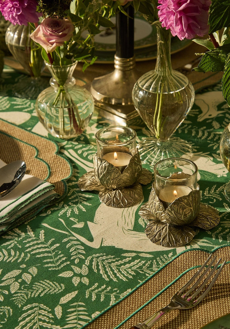 Pewter Cabbage Tea Light Holder- Set of 2