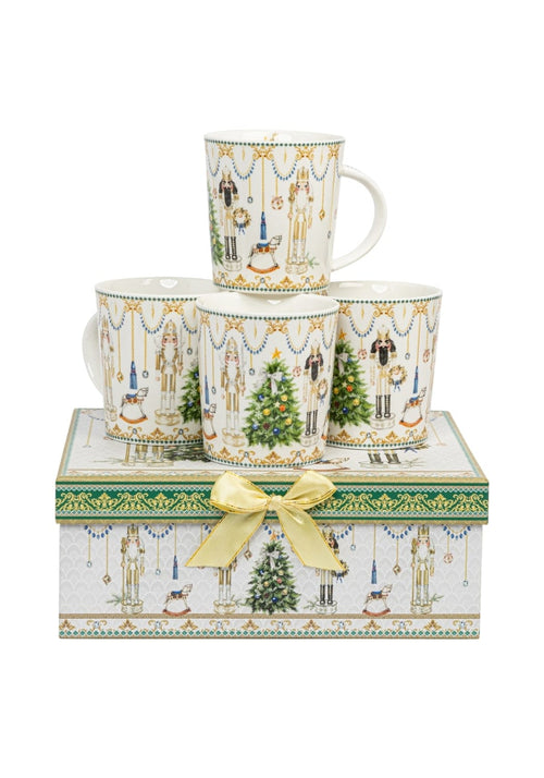 Nutcracker Christmas Mugs x 4 with Gift Box