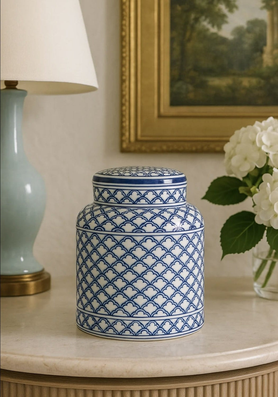Eleanor Cobalt Trellis Canister - Small - Casa by Josephine Jenno