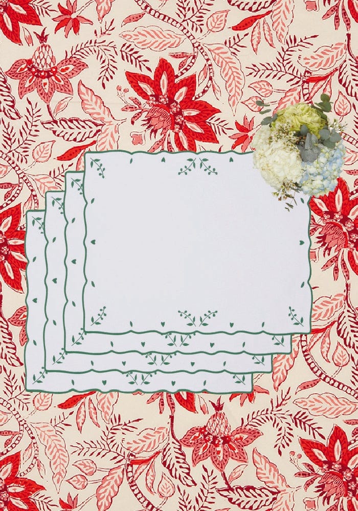 Green Blossom Rectangular Placemats - Set of 4 - Casa by Josephine Jenno