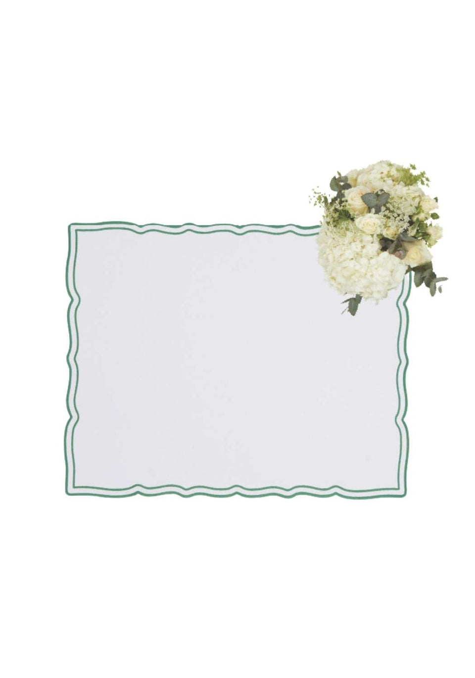 Green Wavy Trim Rectangular Placemats - Set of 4 - Casa by Josephine Jenno