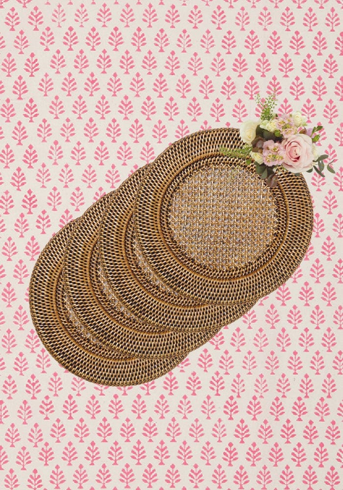 Harbour Island Round Rattan Charger Brown - Set of 4 - Casa by Josephine Jenno