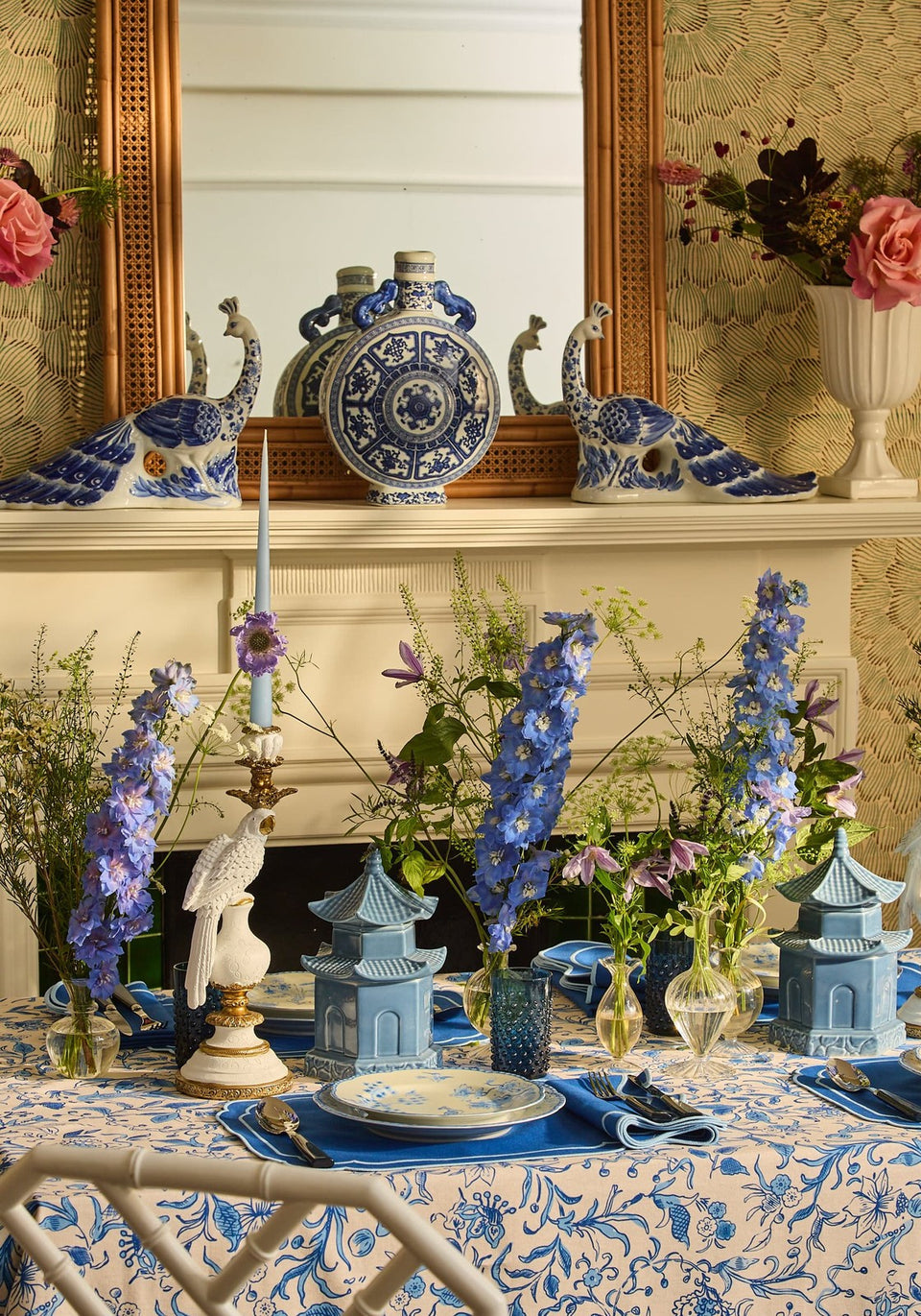 Antoinette Feathered Delft Peacock - Set of 2