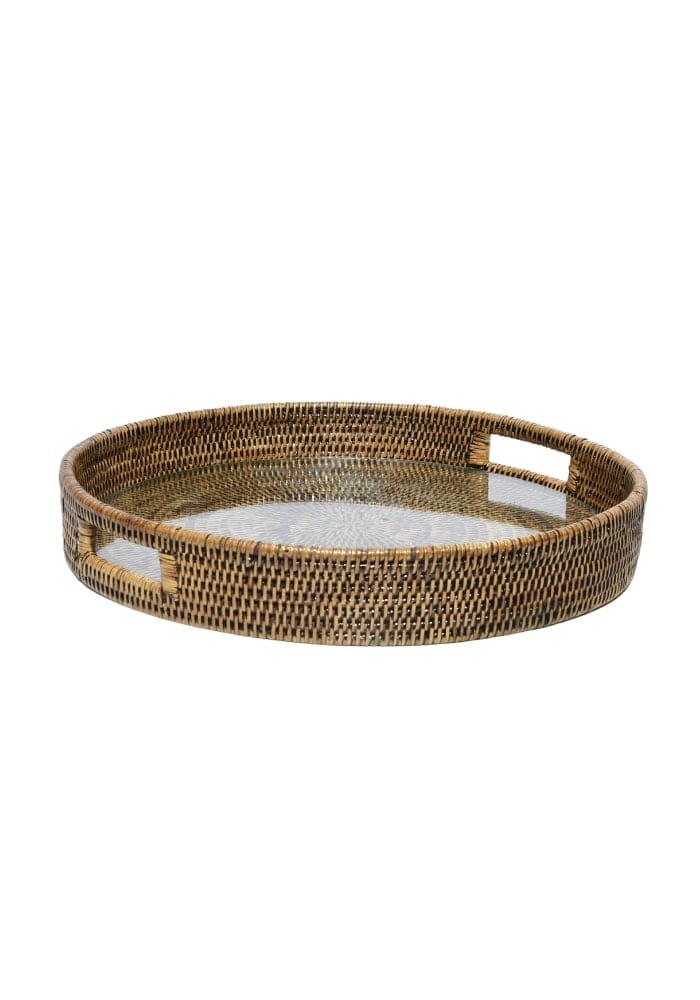 Majesty Rattan Serving Tray - Brown - Casa by Josephine Jenno