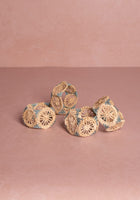 Atlántico Iraca Woven Napkin Ring -Blue set of 4