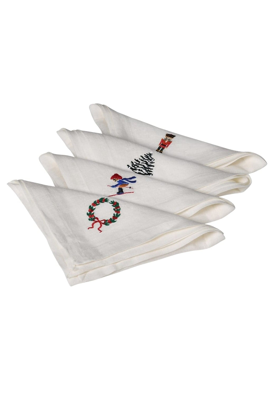 Holiday Table Set: Christmas Linen Napkins - Set of 4