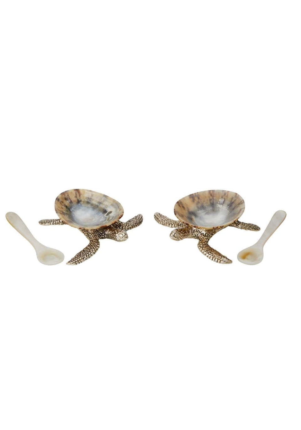 New Born Turtle Salt Cellar and Pepper Pots with Spoons - Pair - Casa by Josephine Jenno