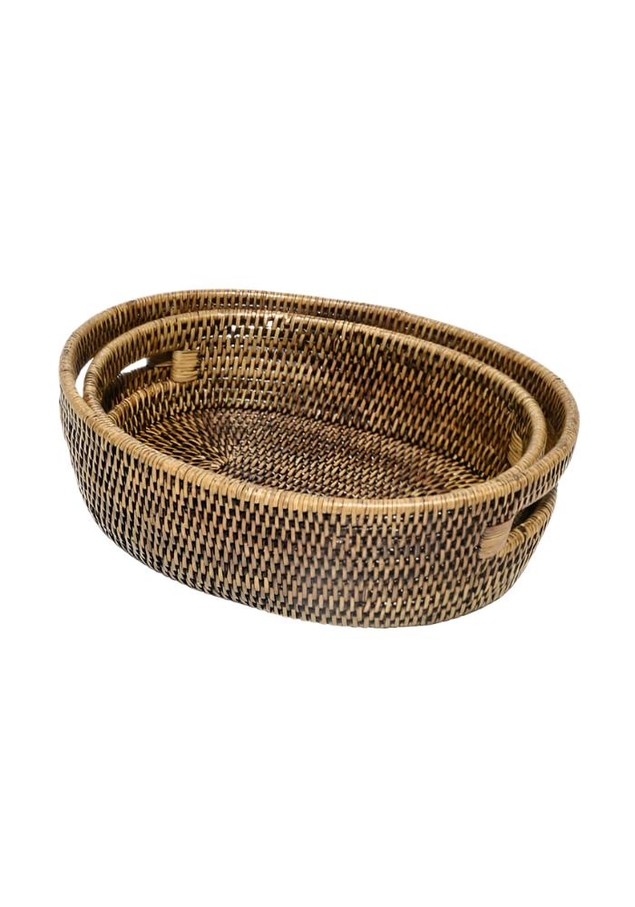 Oval Rattan Basket - Brown - Casa by Josephine Jenno