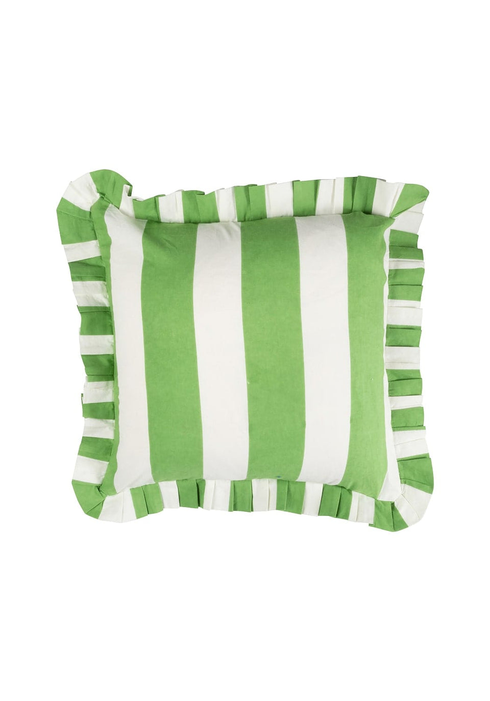Poppy Spring Green Cabana Stripe Ruffled Pillow - Casa by Josephine Jenno