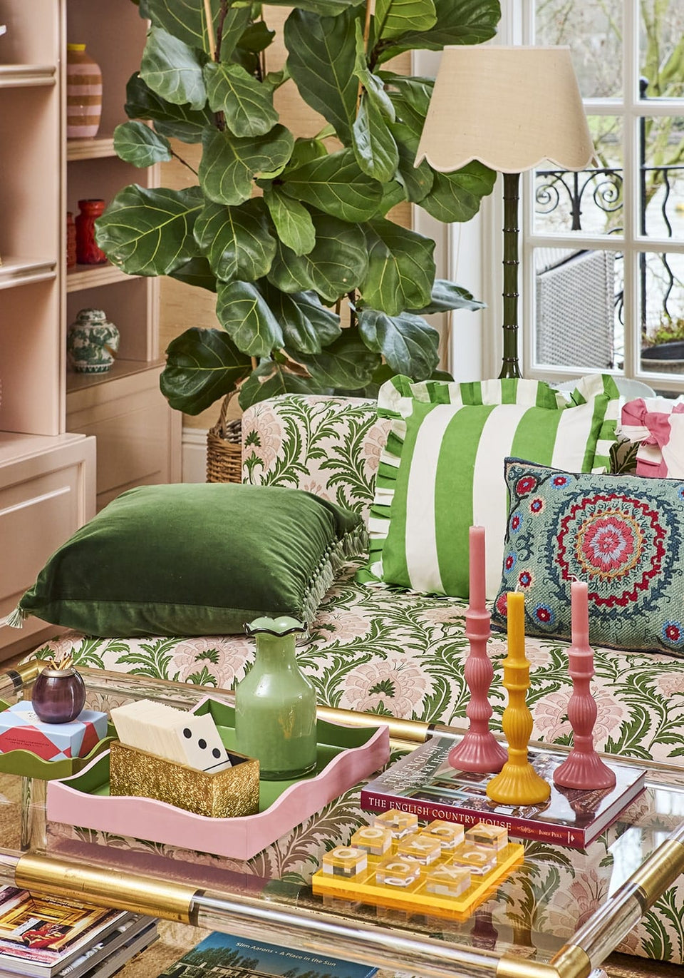 Poppy Spring Green Cabana Stripe Ruffled Pillow - Casa by Josephine Jenno