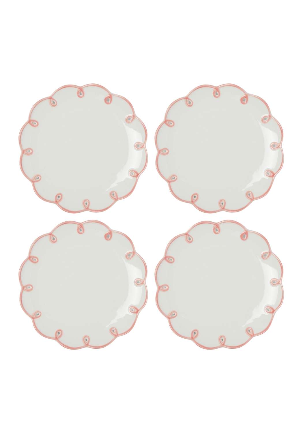 Pretty in Pink Scalloped Plates - Set of 4 Side Plates - Casa by Josephine Jenno