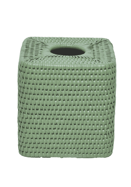 Rattan Tissue Box Cover - Green