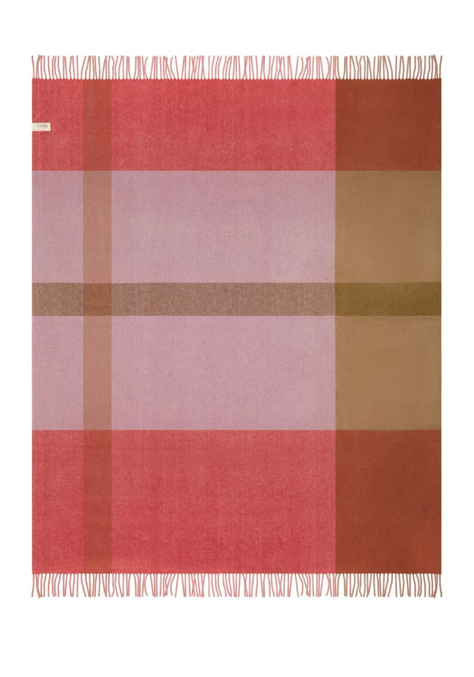 Recycled Wool Blanket in Pink Herringbone Offset Check - Casa by Josephine Jenno
