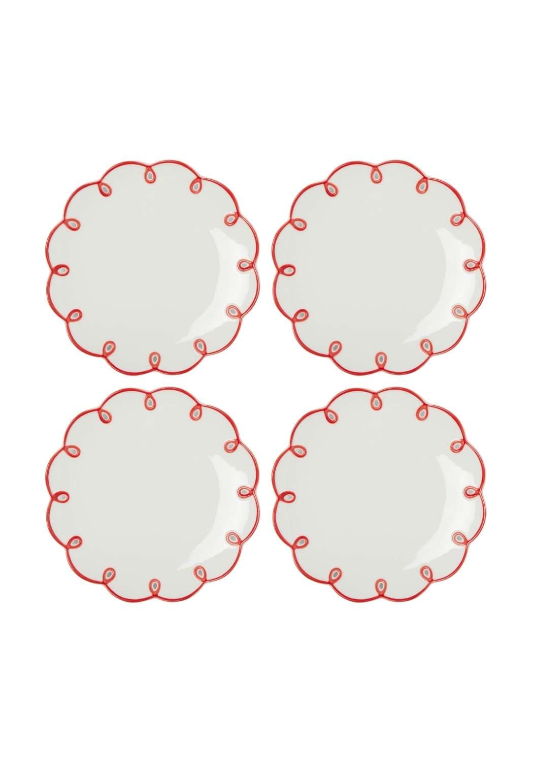 Rosy Red Scalloped Side Plates - Set of 4 - Casa by Josephine Jenno
