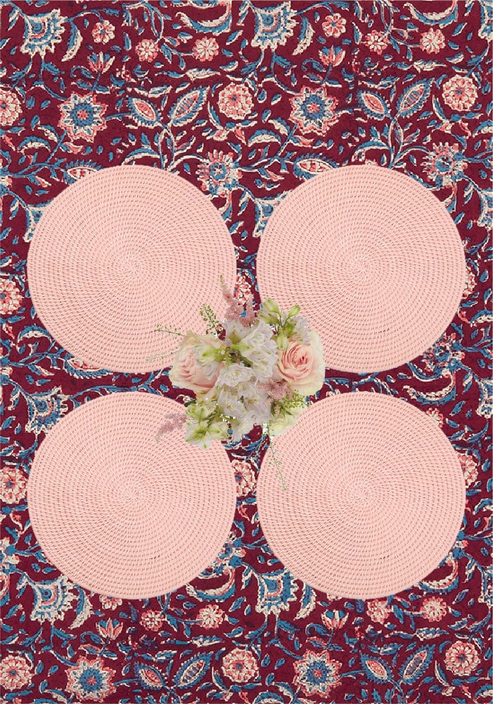 Round & Round Rattan Placemat Pink - Set of 4 - Casa by Josephine Jenno