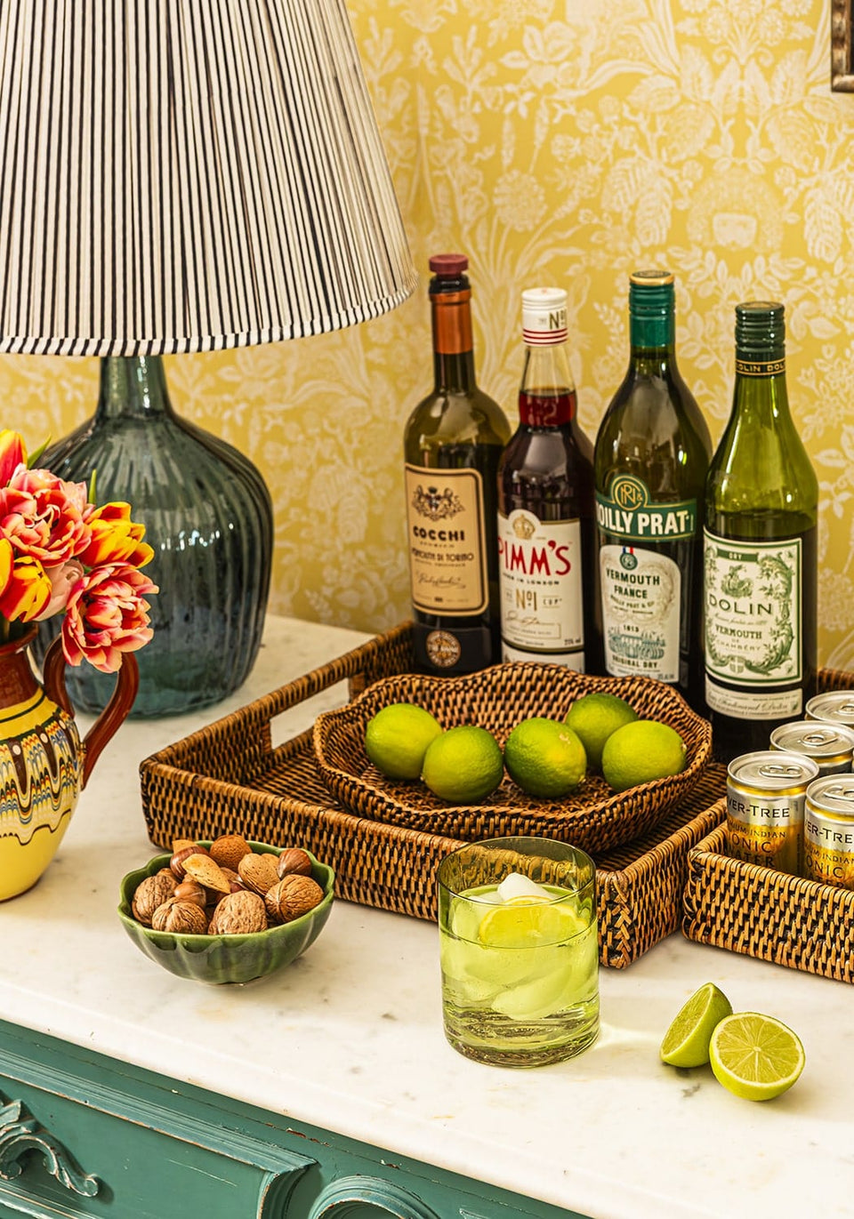 Saratoga Round Rattan Scalloped Tray - Brown - Casa by Josephine Jenno