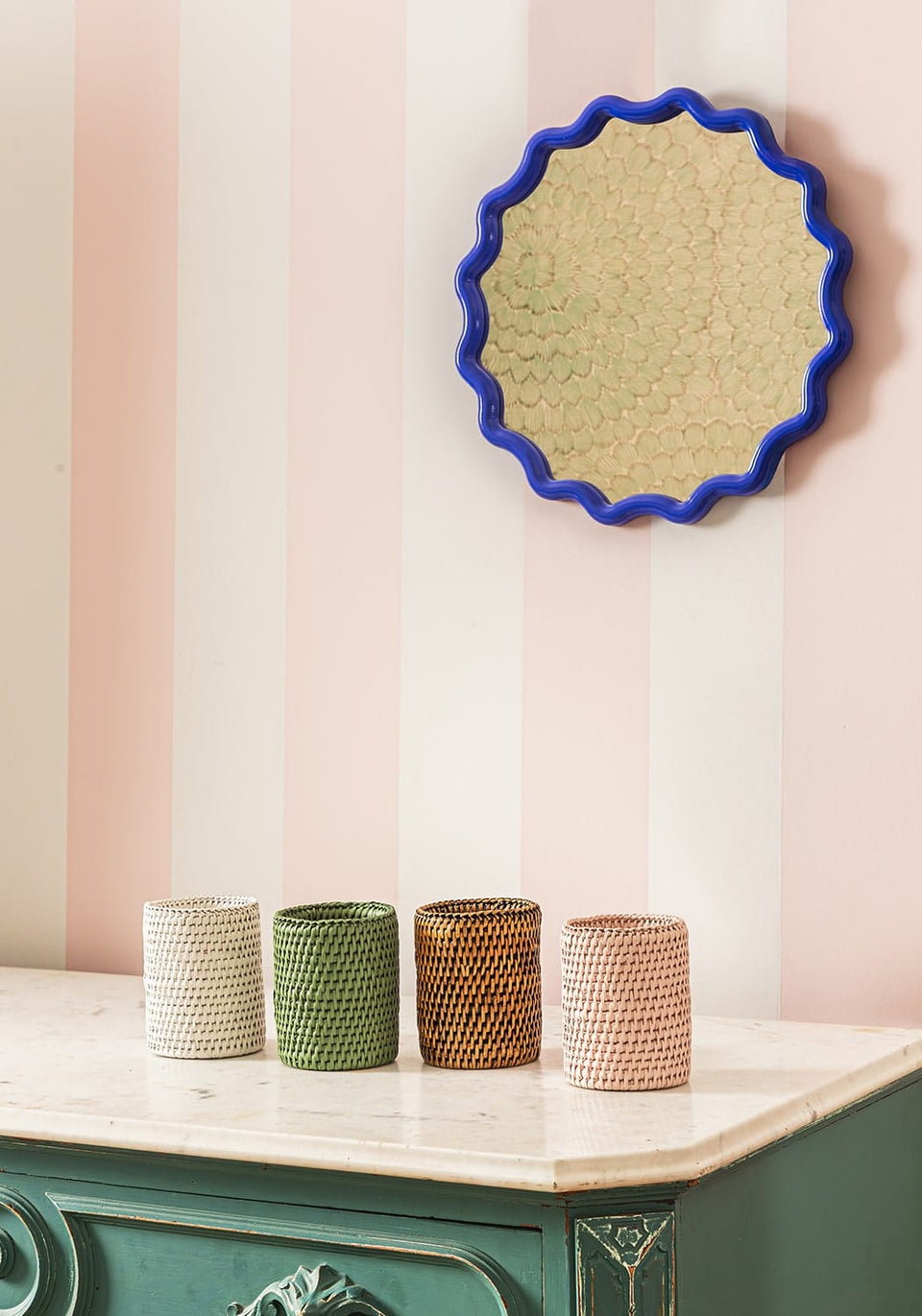 Savannah Rattan Bottle Holder - White - Casa by Josephine Jenno