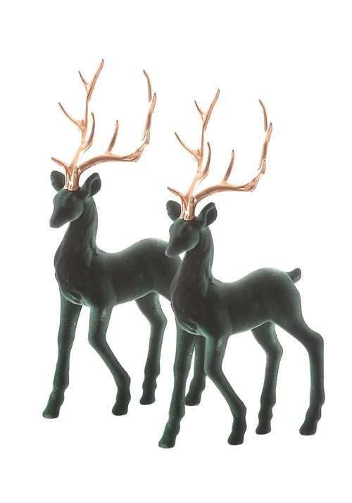 Forest Majesty: Large Green Flocked Deer