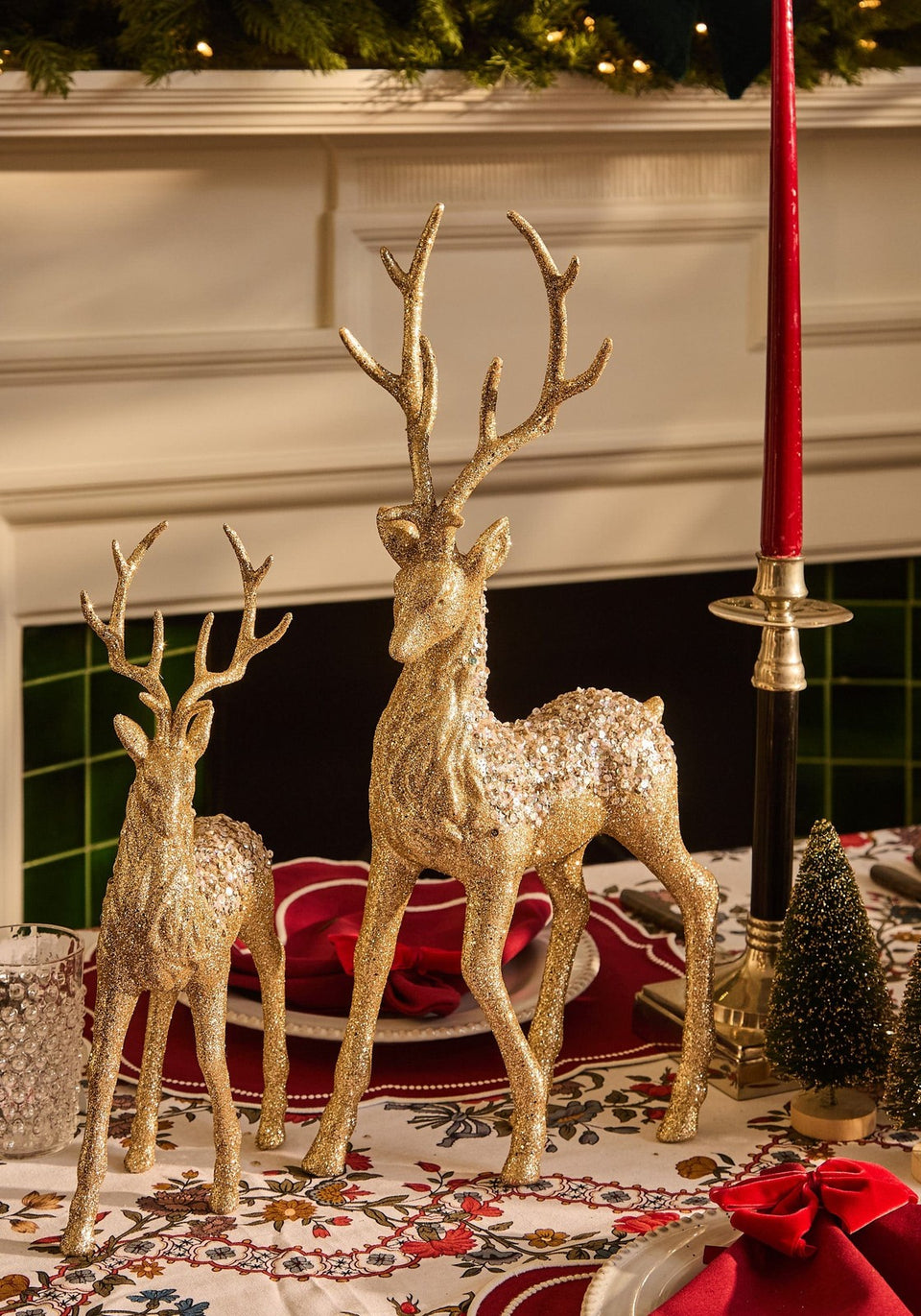Golden Grace: Large Champagne Gold Deer