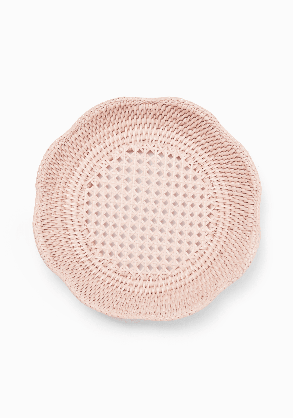 Saratoga Round Rattan Scalloped Tray - Pink