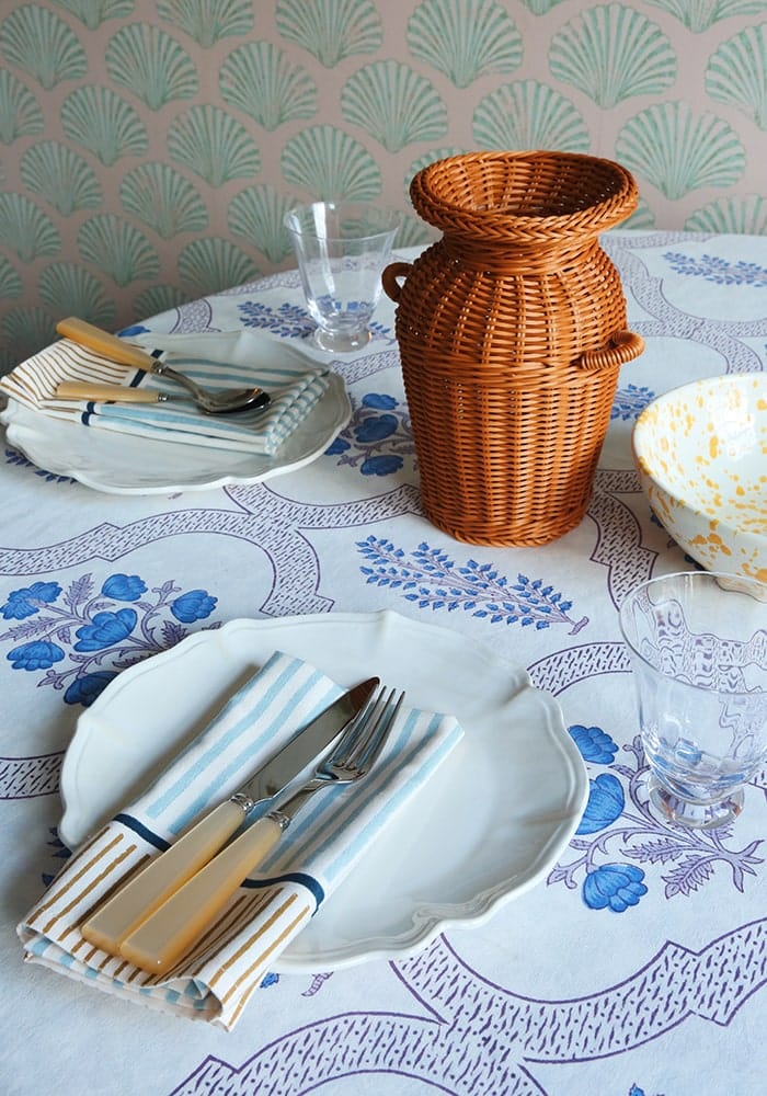 Flora Blue Tablecloth 150x220cm 4-6 Seater