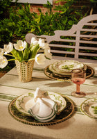 Jemima Linen Tablecloth, Green Stripe