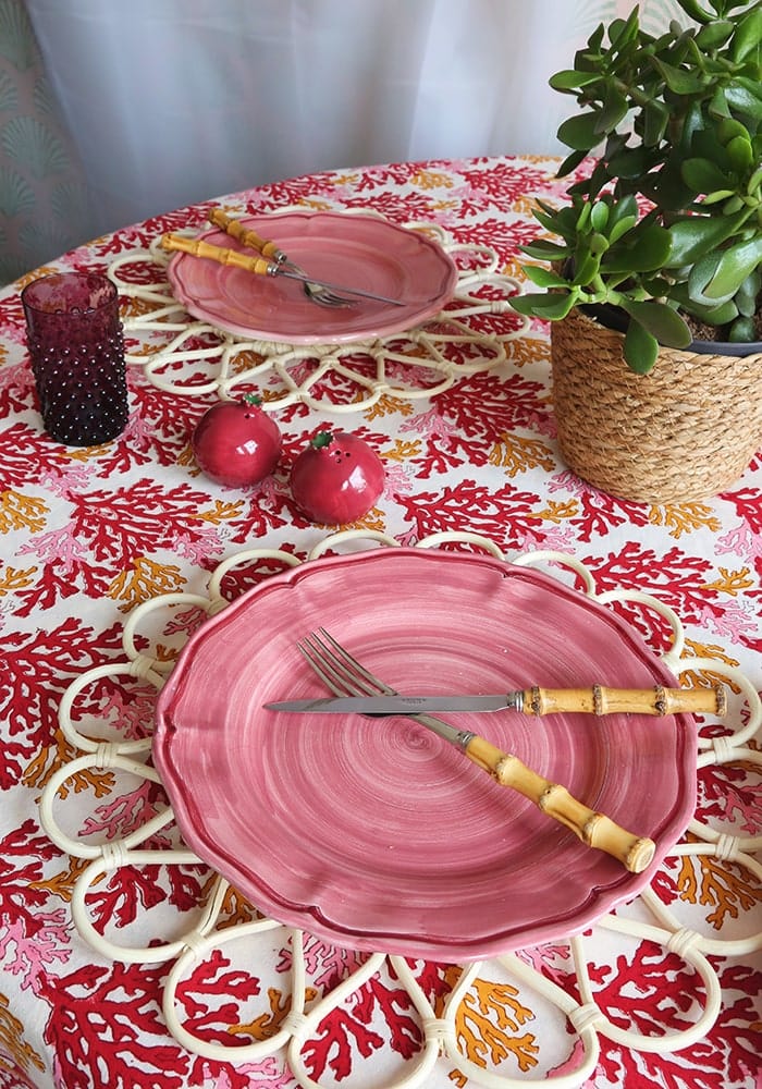 Rose Coral Tablecloth 150x220cm 4-6 Seater