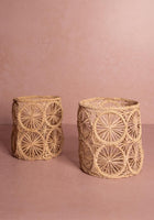 Atlántico Woven Hurricane Vase, Natural - Set of 2