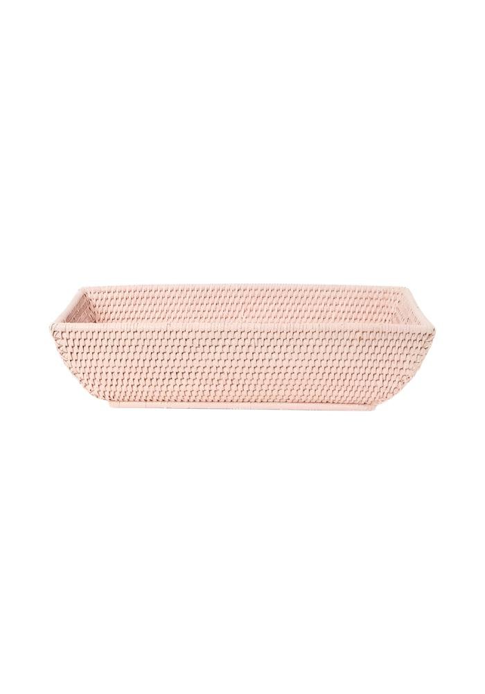 Wiltshire Long Rattan Basket in Pink - Casa by Josephine Jenno