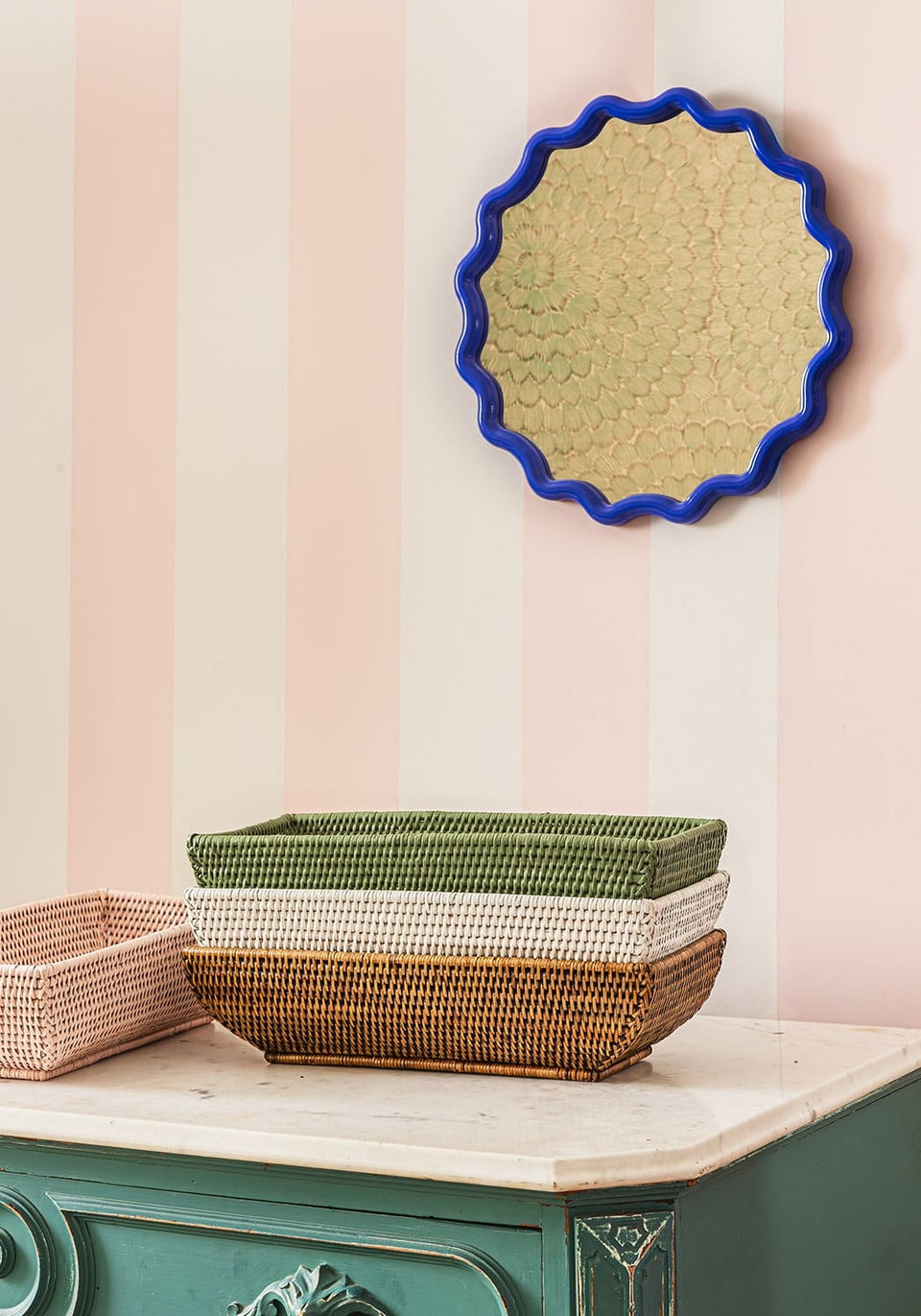 Wiltshire Long Rattan Basket in White - Casa by Josephine Jenno