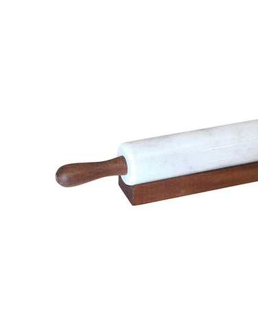 Artisan White Marble Rolling Pin with Stand White