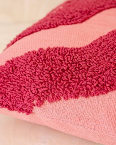 Textured Magenta Wave Cotton Cushion Cover