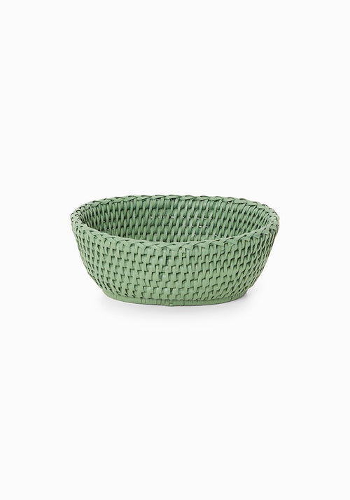 Mayfair Trinket Tray Hold All Rattan Basket in Green