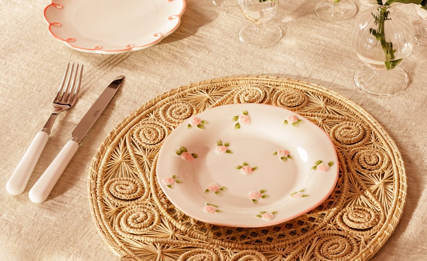 Pink Rose Table Setting