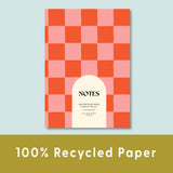 A5 Lined Notebook | Peach & Cherry Check - Casa by Josephine Jenno