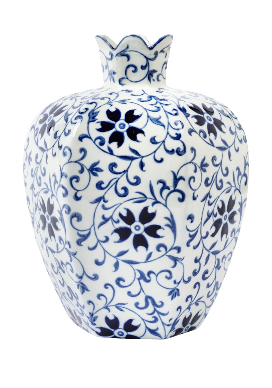 Alice Modern Chinese Rounded Porcelain Blossom Delft Vase - Casa by Josephine Jenno