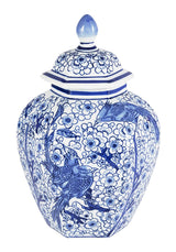 Anna Blue and White Bird Motif Ginger Jar - Casa by Josephine Jenno
