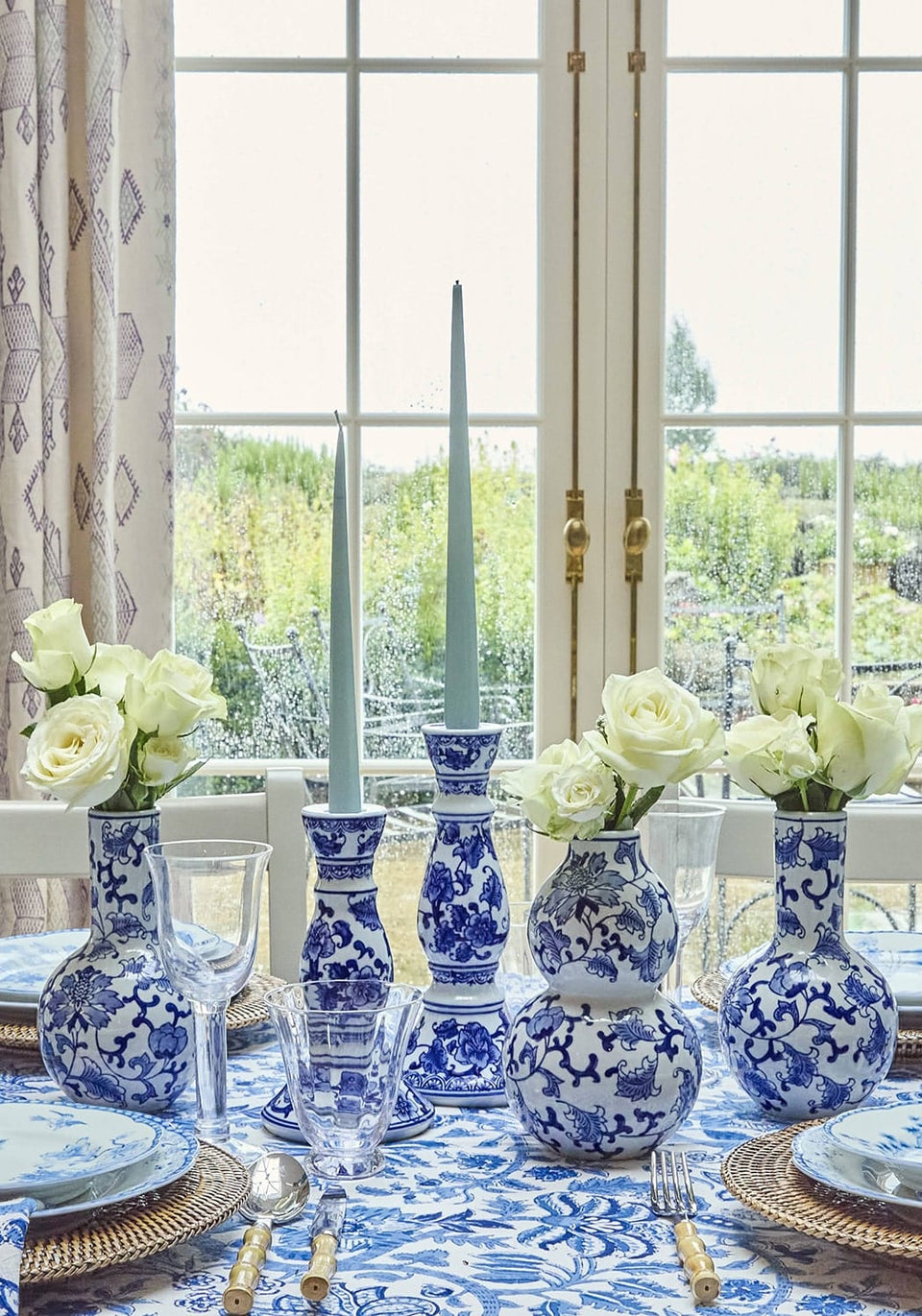 Anna Blue Delft Candle Holder Medium - Set of 2 - Casa by Josephine Jenno