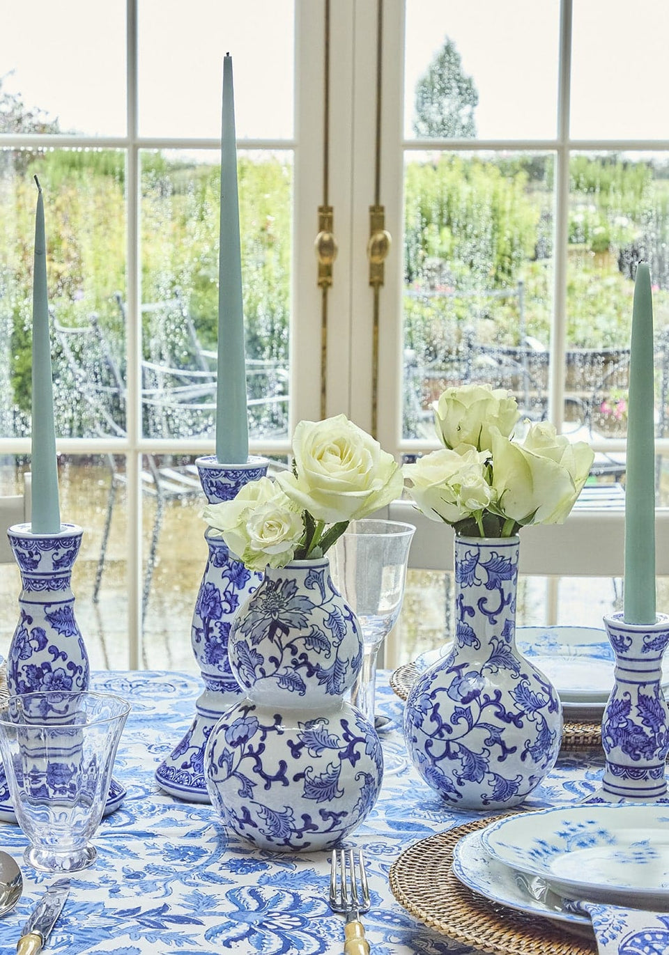 Anna Blue Delft Taper Small Candle Holder - Set of 2 - Casa by Josephine Jenno