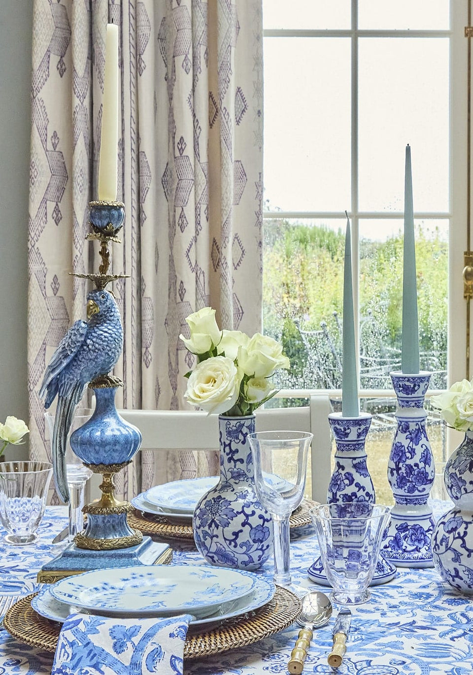 Anna Blue Delft Taper Small Candle Holder - Set of 2 - Casa by Josephine Jenno