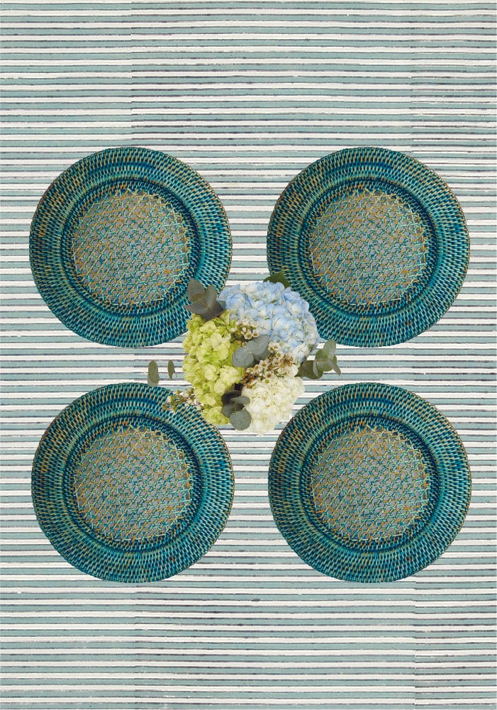 Aqua Rattan Chargers - Set of 4 - Casa by Josephine Jenno
