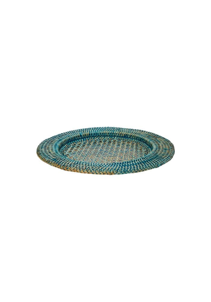 Aqua Rattan Chargers - Set of 4 - Casa by Josephine Jenno