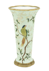 Aurora Regency Style Songbird Porcelain and Metal Vase - Casa by Josephine Jenno