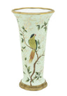 Aurora Regency Style Songbird Porcelain and Metal Vase